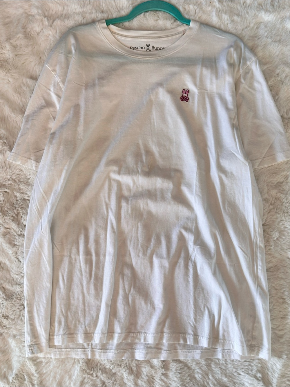 Psycho Bunny Mens White Classic Crewneck T-Shirt Pink Logo NWOT
